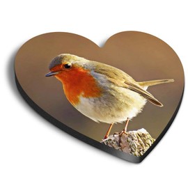 1 x Heart MDF Magnets - Robin Redbreast Bird Animals Birds 8701