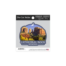Die Cut Sticker Sedona, Arizona, Cathedral Rock (Blue Water Version), Contour Vinyl Sticker 1 to 3 inches (Waterproof Decal for Cars, Water Bottles, Laptops, Coolers), Small