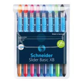 Schneider Set/8 Schneider Slider Basic Viscoglide Ballpoint Pens, 8 Colors