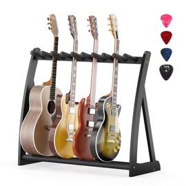 Guitar Stand Rack,Guitar Rack For Multiple Guitars Stands Floor for Electric,Acoustic,Bass Guitars &Case-Foldable, Adjustable,Protective with No-Slip Non-Scratch Padding ,for Home,Studio, Stage (black)