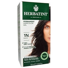 Pack of 3 x Herbatint Permanent Herbal Haircolour Gel 1N Black - 135 ml