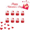 Red Glitter Press on Nails Short Square Valentines Day Fake