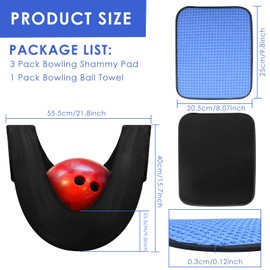 BROTOU 3 Pack 10"x 8" Bowling Shammy Pad with EZ Grip Dots, Bowling Ball Towel Microfiber Bowlings Seesaw Bag, Non-Slip Bow ling Polishers Bag Bow ling Cleaner Towel for Cleaning Dirt/Oil