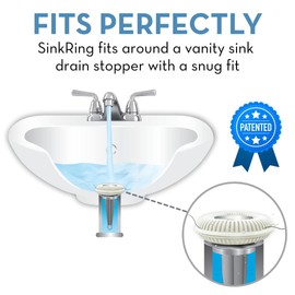 SINKRING The Ultimate Bathroom Sink Drain Protector Hair Catcher/Strainer/Snare (White)