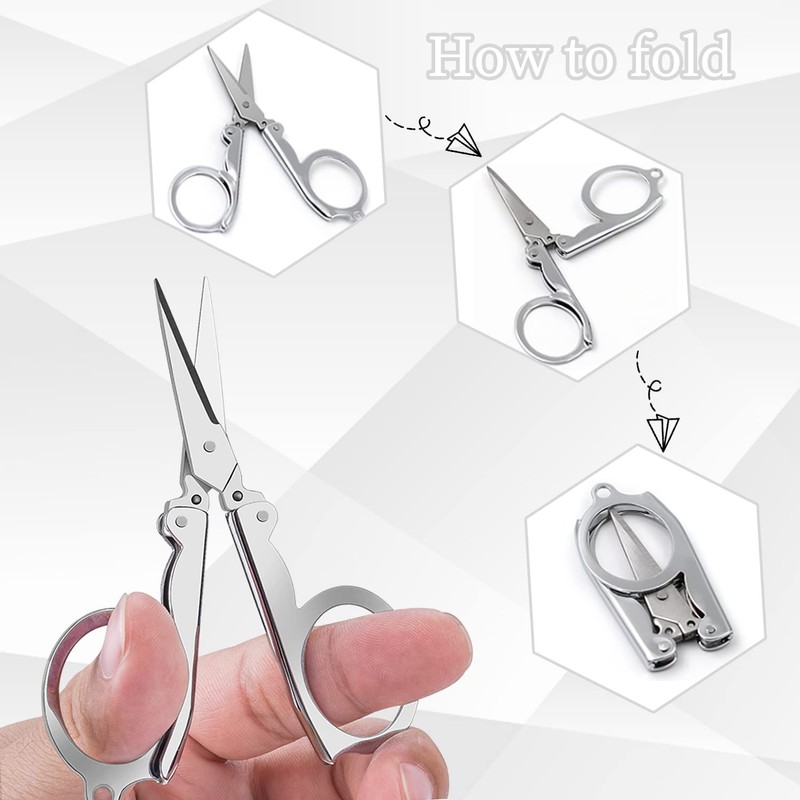 Folding Scissors, 4Pcs Stainless Steel Small Scissors Pocket Portable Foldable