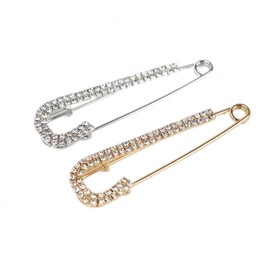 4pcs Silver and Gold Rhinestone Pins Brooches Pin Multi-funactional Women Dress Decoration Accessories