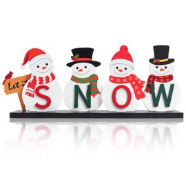Wooden Christmas Sonwman Sign Table Sign Decorations SNOW Tabletop Decor Rustic Farmhouse Table Centerpiece Decor Tiered Tray Decor