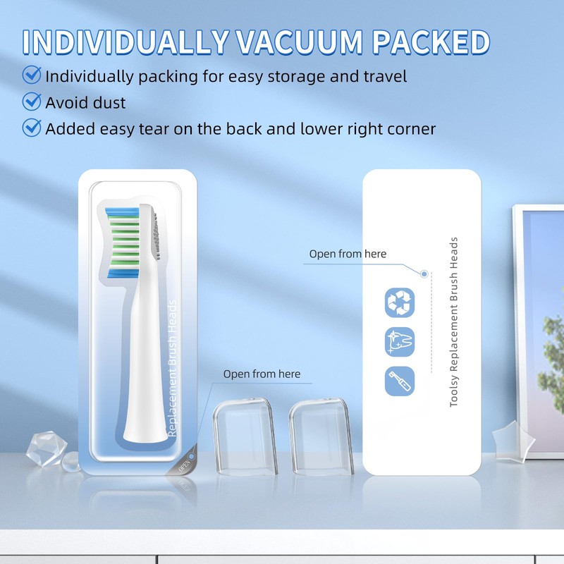 Toolsy 10 Pack Toothbrush Replacement Heads Compatible with Bitvae D2