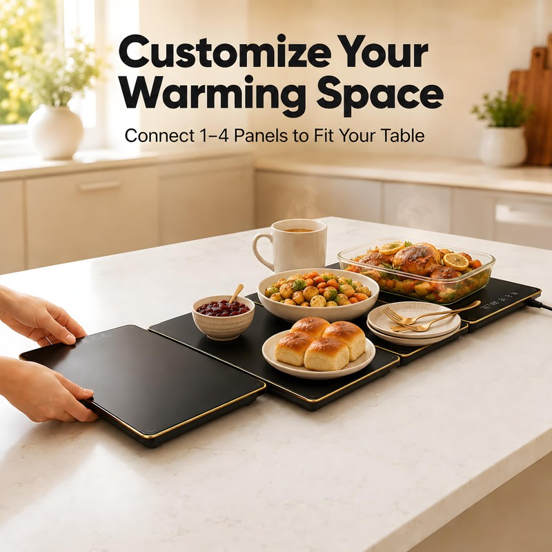 ASBRAVO Electric Warming Tray, 10-Sec Fast Heat,8 Temps & 24