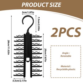 2 Stück Krawattemhalter, Tie Belt Rack Verstellbarer, X Krawattenhalter, Kleiderschrank Krawattenbügel 360° Haken, Krawattenklammer mit Rutschfestem Clip, für Krawatten Gürtel Socken Seidenschals
