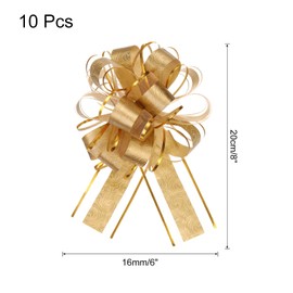 sourcing map 10pcs 6 Inch Large Pull Bow Gift Wrapping Bows Ribbon Organza Gold for Wedding Baskets Presents Christmas Valentine's Day Party