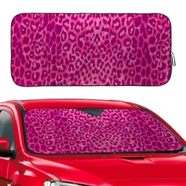 Animal Pink Leopard Print Windshield Sunshade for Car SUV Truck Foldable Uv Ray Reflector Front Window Sun Shade Visor Shield Cover -59" X 31"