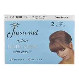 Hair Net Jac-O-Net French Type, Tiny Mesh Bob/Small Size, Dark Brown, 2 Nets Per Pack [1 Pack]