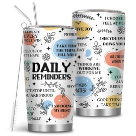 MoYueno Daily Affirmations for Women, Stainless Steel Daily Reminders Tumblers with Brush & Straw, Affirmation Gifts for Women, Inspirational Tumbler for Woman, 20oz Excitation Tumbler