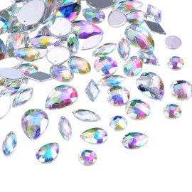 108 Pieces AB Clear Gems Acrylic Sew-On Rhinestone Facette Flatback Crystal Buttons for Clothing Dress Decorations