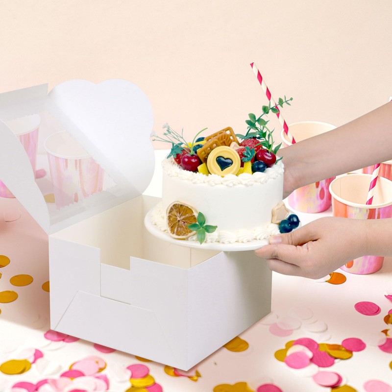 DOYIDE 20Pcs 8 Inch Cake Boxes with Window, 8x8x5 Inches