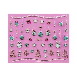 Generic Christmas Tree Santa Reindeer Snowman Snow Presents Stocking 3D Nail Sticker Tj049 G Nail Wraps Stickers Manicure Supplies for Women Nails Full Long Lasting Easy Apply and Remove