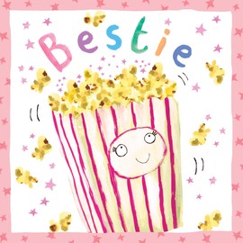 Twizler Bestie Birthday Card for Girls with Cute Popcorn Design - Childrens Birthday Card for Girls - Girls Birthday Card - Girls Card