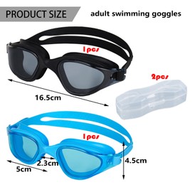 TYXHXTF 2 Pack Swimming Goggles, Anti Fog No Leakage Swim Goggles, Clear Vision Waterproof Goggles Swimming Adult, for Adult Men Women Teenager