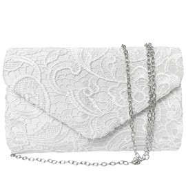ATBUSS 1 Lace Bag, Multifunctional Clutch Bag, Envelope Shoulder Bag, Messenger Bag, Detachable Shoulder Bag Lace Flower Bag, Suitable for Dinner Party, Reception (White), White