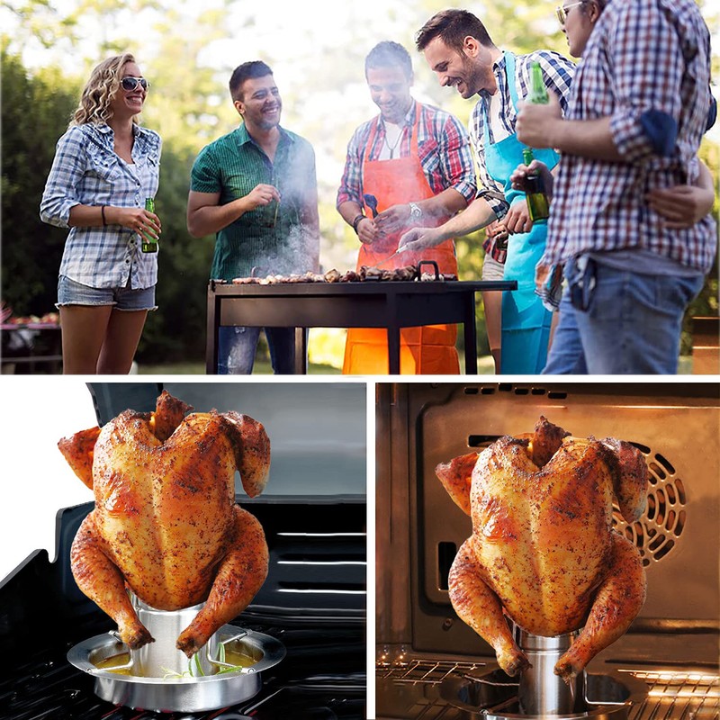 AMOZO Beer Can Chicken Holder for Grill and Smoker -