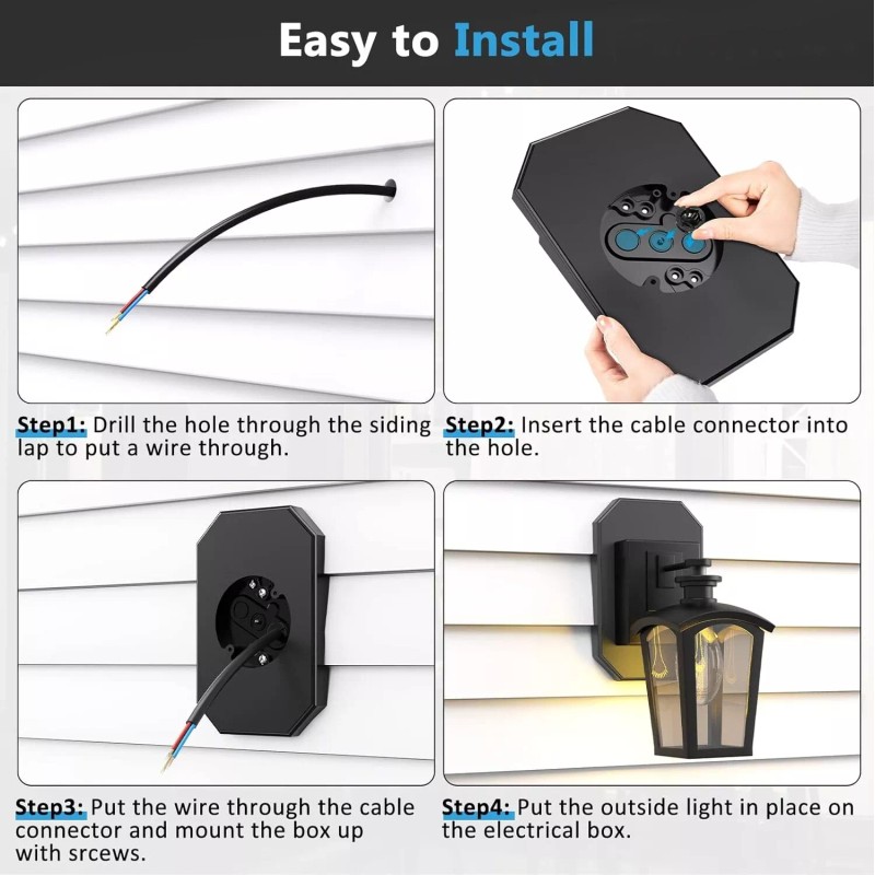 Dremica Outdoor Siding Light Mounting Block W/Built-in Electrical Box 4"
