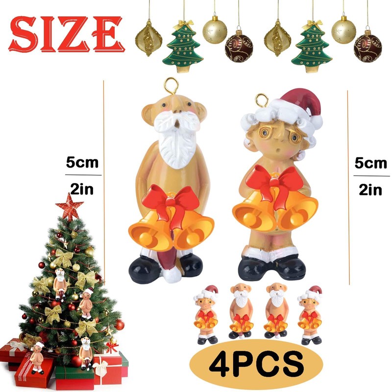 4PCS Xmas Decorations Naughty Santa Ornament Naughty Santa Tree Hanging
