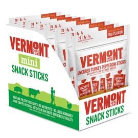 Vermont Smoke and Cure Mini Jerky Stick Go Packs, Antibiotic Free Turkey, Gluten-Free, Paleo & Keto Approved Uncured Pepperoni, Meat Sticks, 0.5 Ounce (Pack of 48)