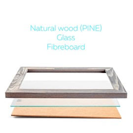 Rustic Wooden Poster Picture Frame 12x18 - Natural Solid Eco Distressed Wood for Wall Mounting Photo Frame - Grey