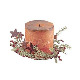 CWI Gifts 4" Rosehip & Herb Candle Ring W/Stars, Multi