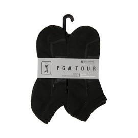 PGA Tour Golf Socks for Men - 6 Pack Men's Low-Cut Sport Socks, Black (Size 7-12)