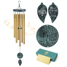 Memorial Wind Chimes for Loss of Loved One, Sympathy Wind Chimes with Tree of Life, Remembrance in Memory of Mom Dad, Bereavement and Condolence Memorial Gifts (Bronze Color)