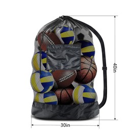 Naisfei Extra Large Sports Ball Bag, Mesh Soccer Team Balls Bag, Adjustable Shoulder Strap, for Basketball, Beach Cloth and Swimming Gears (30 x 40”)