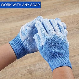10 pares de guantes de baño exfoliantes, hechos de 100% nailon, guantes exfoliantes de doble cara de 10 colores para belleza, spa, masaje, piel, ducha