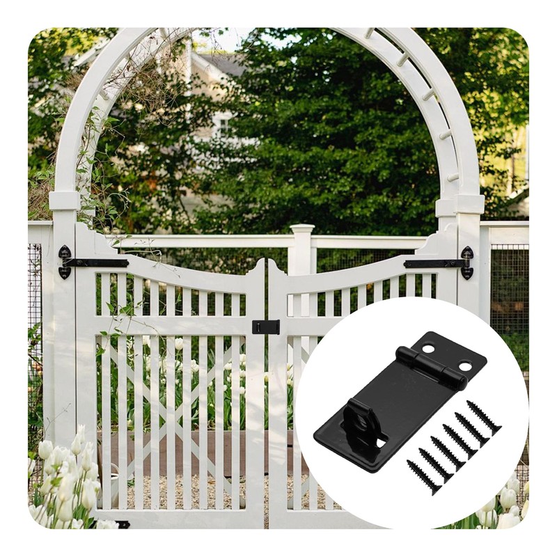 bociloy 6PCS 2 Inch Padlock Hasp Latch, Black Iron Door