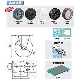 Uei Caster: G Series, GR Type, Fixed Caster, Nylon Car, Wheel Diameter φ1.5 inches (38 mm), Manufacturer Model: GR-38N