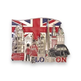 London souvenirs metal fridge magnets - British Union Jack England magnet - London bottle opener magnet (1, Silver Union Jack & London Icons)