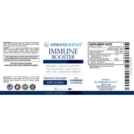 Approved Science® Immune Booster - Extra Strength Support - Elderberry Extract, Echinacea, Vitamin D3 and C, Zinc - All Natural - 60 Capsules - 1 Month Supply