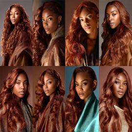 BilltiiWW Color 33 Body Wave Bundles Red Brown Body Wave Bundles 8a Grade Weave Extensions Brazilian Human Hair Soft and Silky for Black Women 18 20 22 Inch