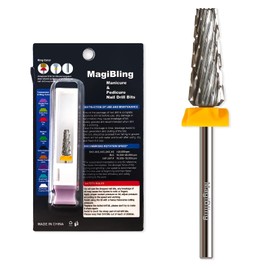 MagiBling 16mm 5 in 1 Tapered Barrel Nail Drill Bits, 3/32'' Safety Tungsten Carbide Bits, Right & Left Rotation, Manicure Cuticle Gel Acrylic Removal Polishing, Technicians Bits, Double Coarse.