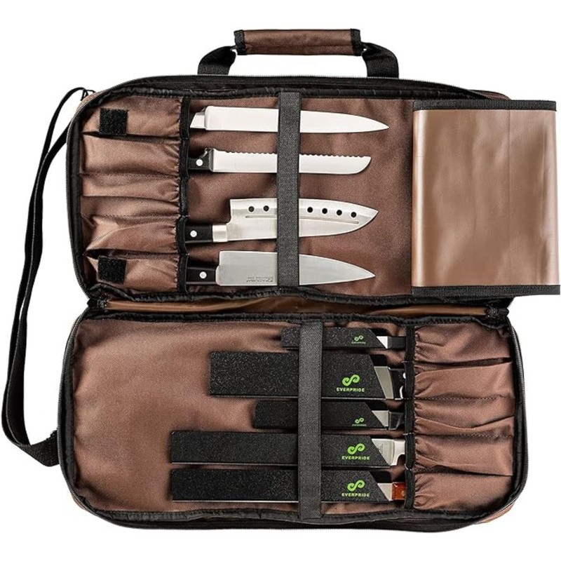 EVERPRIDE Chef Knife Bag Holds 20 Knives PLUS Large Zippered