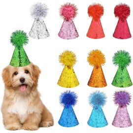 10 Pcs Pet Birthday Hat - Adjustable Mini Party Hats for Dogs, Cats, Rabbits & Small Animals, Multi-Color Cute Birthday Hats for Kittens & Stuffed Animals Friends Celebration