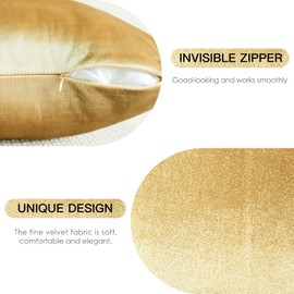 JOTOM Velvet Cushion Cover, Sofa Cushion Cover, Decorative Cushion Covers for Sofa, Living Room, Bedroom, Set of 2, 40 x 60 cm, Golden