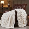 NEWCOSPLAY Faux Fur Throw Blanket Ivory 3D Ribbed Plush Thick
