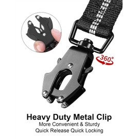 Heavy-Duty Dog Leash, 4-6 feet Shock-Absorbing Tactical Dog Leash, Advanced Simple Metal Clips and no Traction Reflective Leash, Suitable for Middle-Sized and Large Dogs (Black)