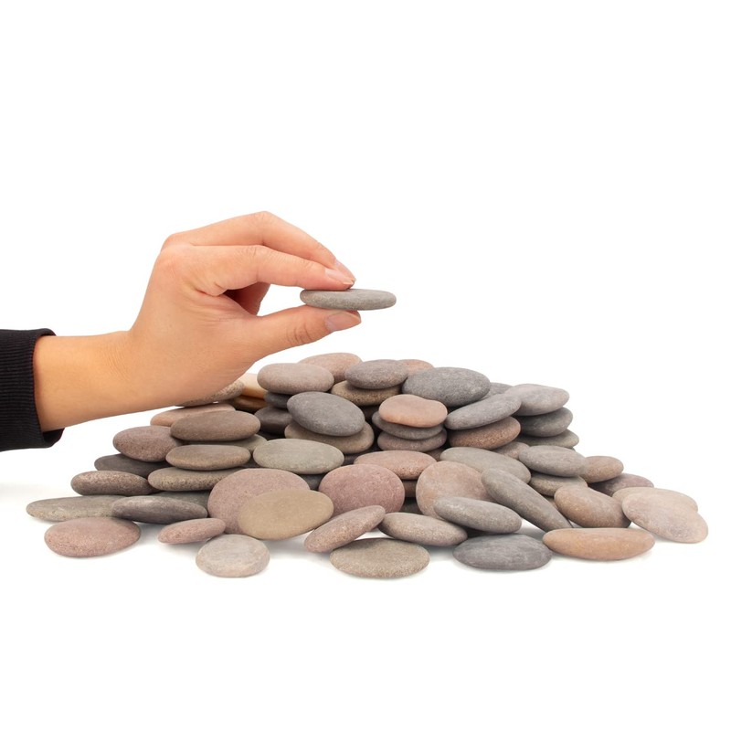BLXQI 232-240 PCS Craft Rocks, 1.3"-2.2" Round Grey Rocks, 18