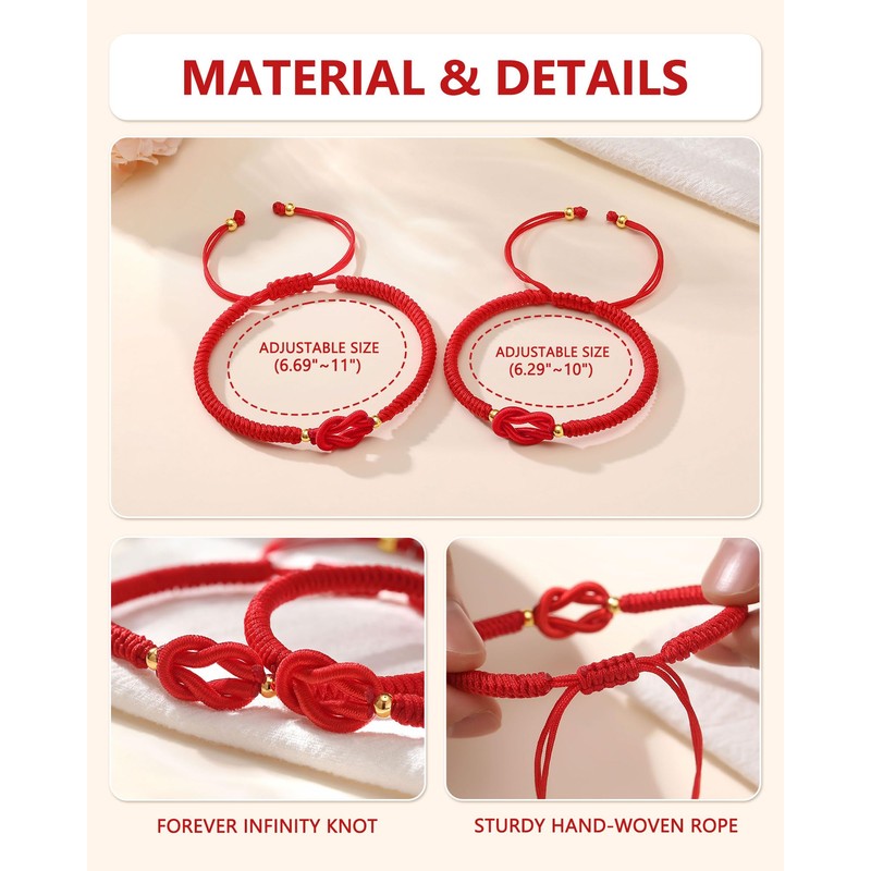 UNGENT THEM Couples Bracelets Matching Red String Long Distance Relationship