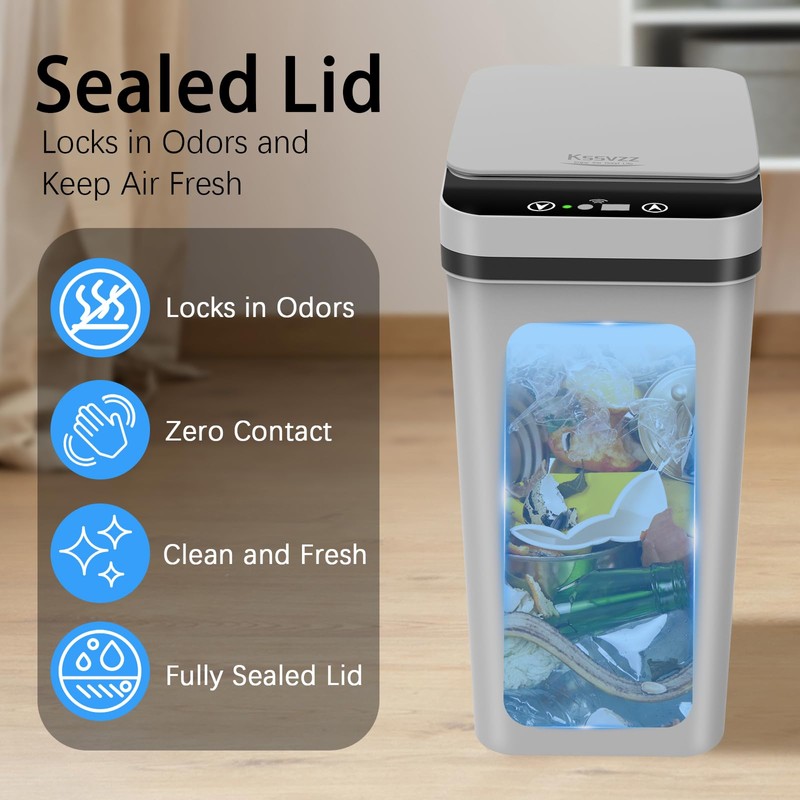 3 Pack Automatic Small Bathroom Trash Can with Lid -