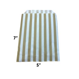 Candy Stripe Gold Sweet Bags - 5" x 7"/ 125mm x 175mm - Pack of 50