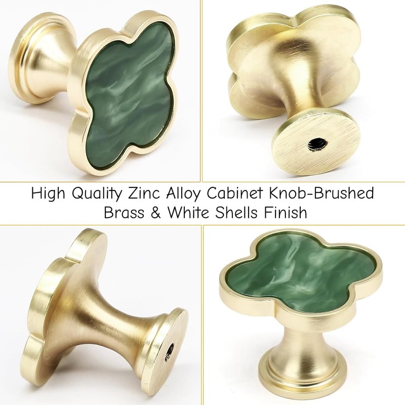 Xinghonyac 8 Pcs Clover Four-Leaf Cabinet Knobs, Cabinet Drawer Pulls